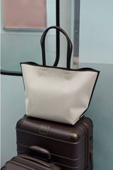 The Canvas and Leather Tote in Espresso